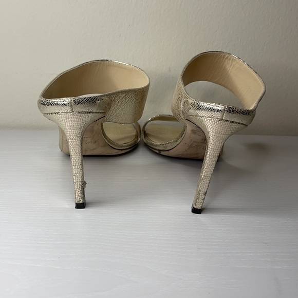 Jimmy Choo Hira 85 High Heel Mule Gold 37 EU/ 7 US - Picture 3 of 6